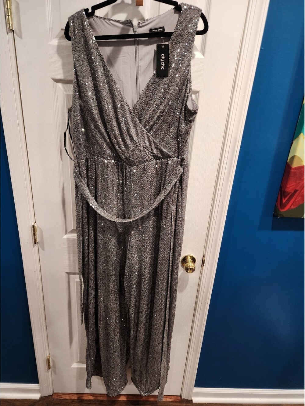 City Chic Silver Sequin Jumpsuit Romper (20W) - Picture 3 of 7